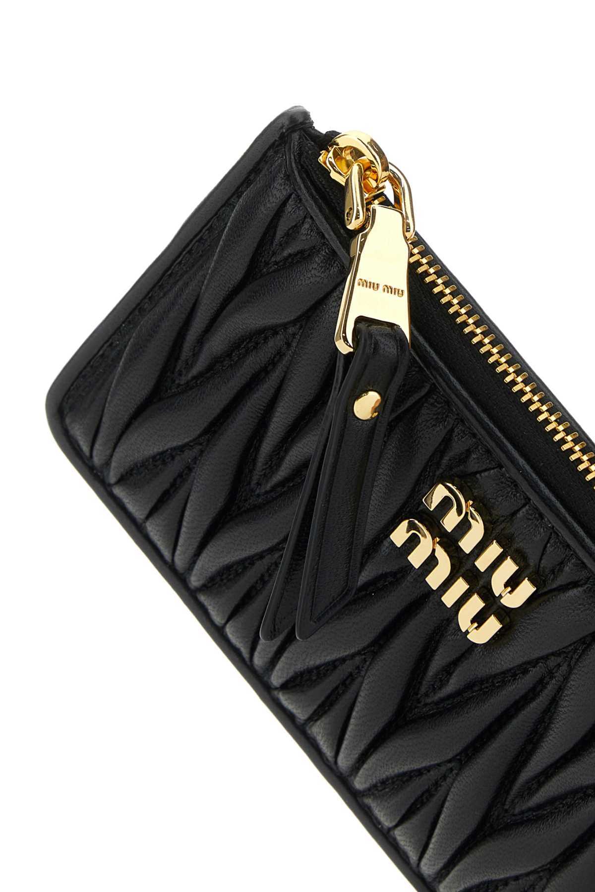 Miu Miu Matelassé Nappa Leather Envelope Wallet In Black