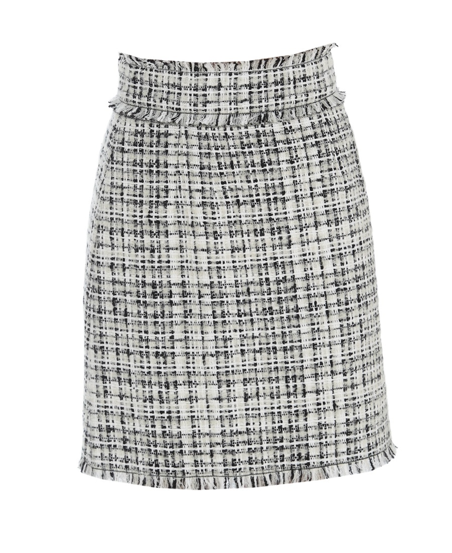 Dolce & Gabbana Raschel Tweed Midi Pencil Skirt In Gray