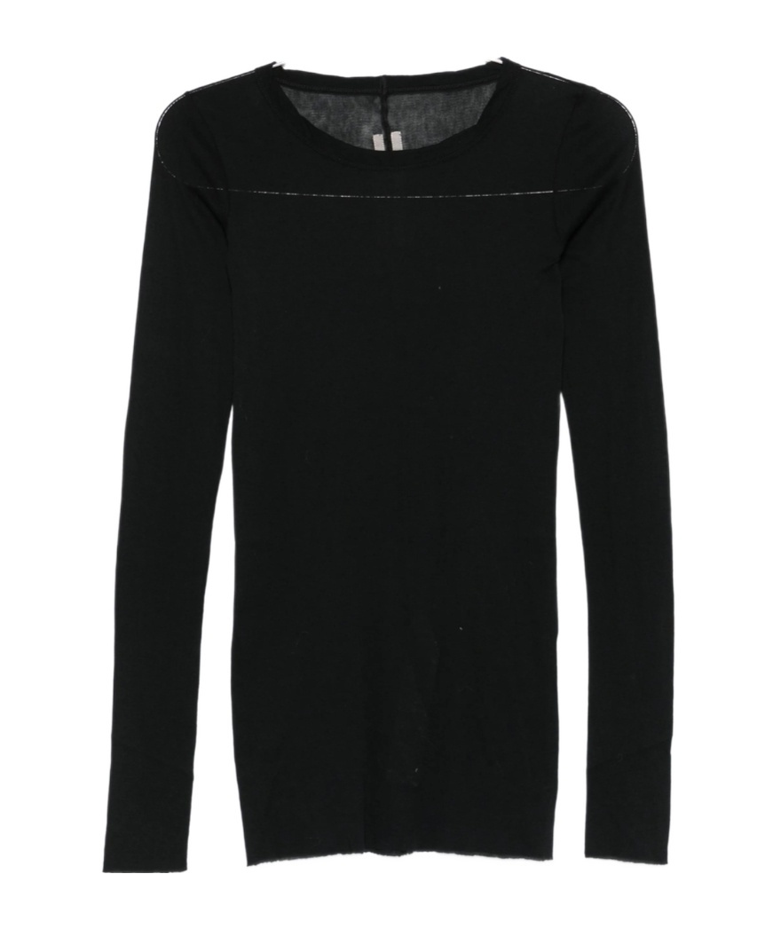 Rick Owens Semi-sheer Long-sleeve Top In Black