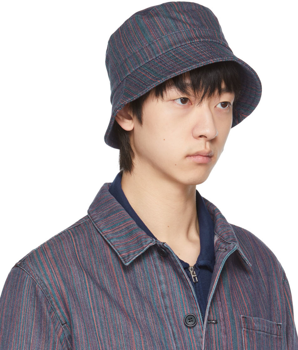 YMC YOU MUST CREATE LOGO MULTICOLORED STRIPED FISHERMAN HAT