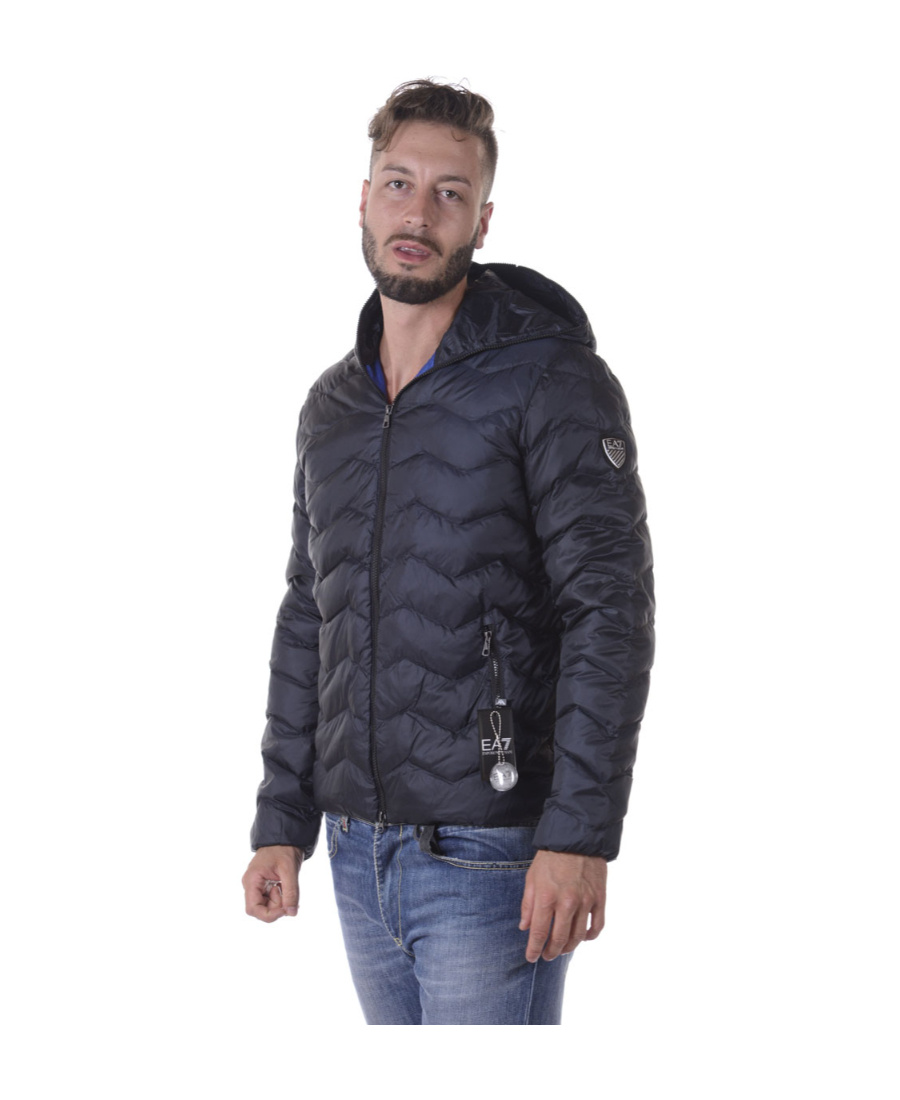 Ea7 Logo Down Jacket In Black