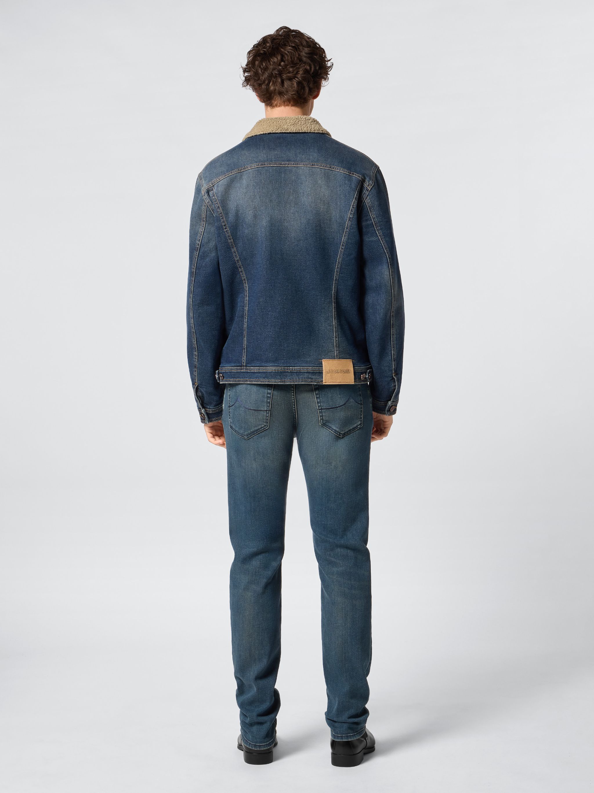 Jacob Cohen Sherpa Truck Driver Denim Coat In Blue