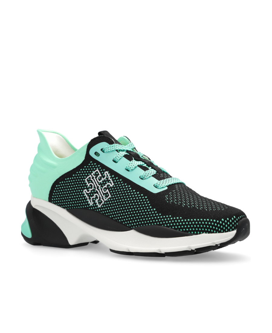 Tory Burch Good Luck Mesh And Leather Sneakers In Black