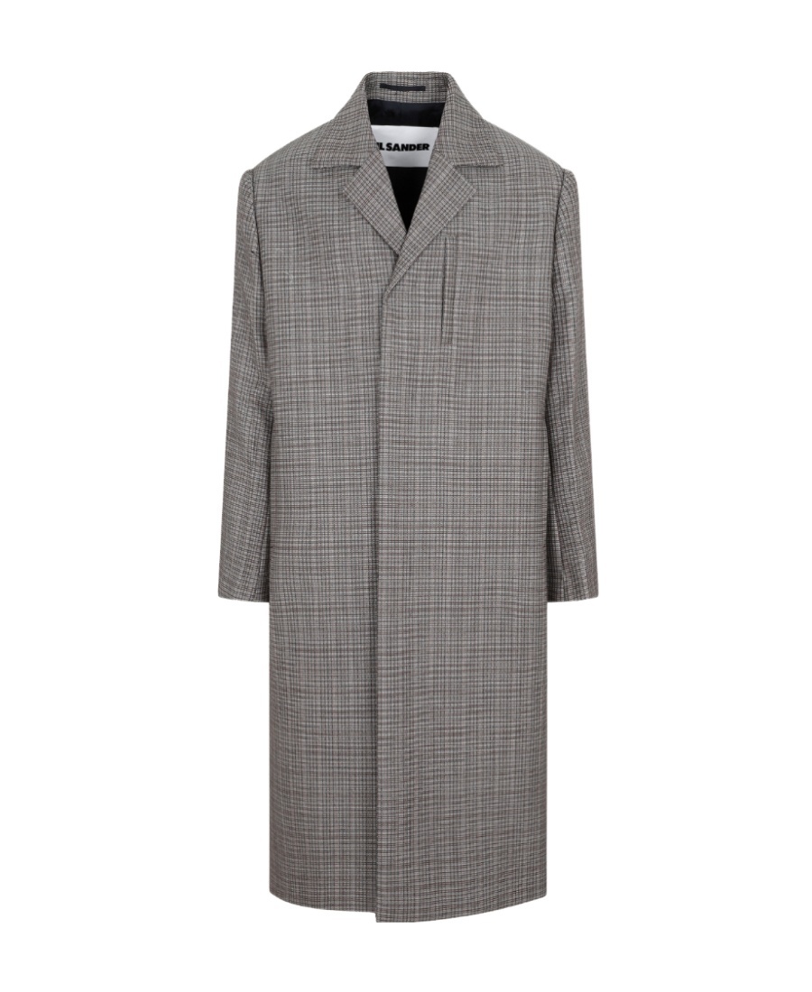 Jil Sander Checked Wool Coat In Gray