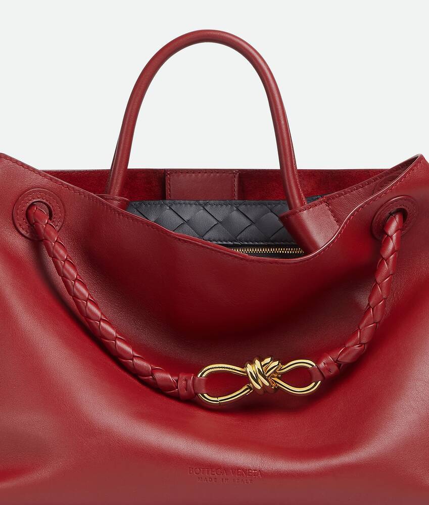 Bottega Veneta Andiamo Leather Top Handle Bag In Red
