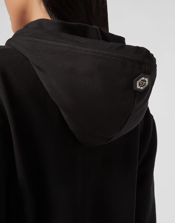 Philipp Plein Logo Details Hooded Hoodie In Black