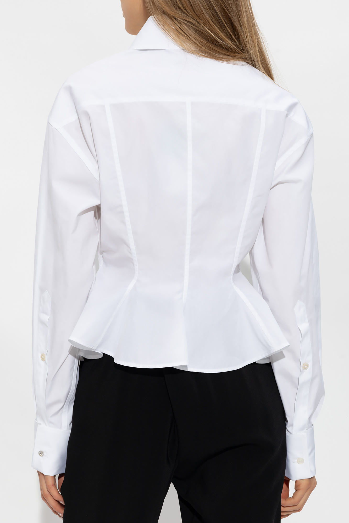 Stella Mccartney Collared Cotton Peplum Shirt In White