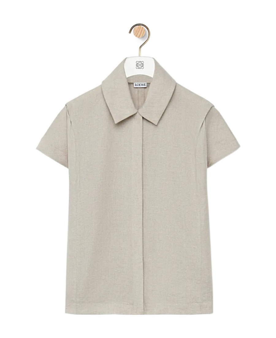 Loewe Boxy Shirt In Linen In Neutral