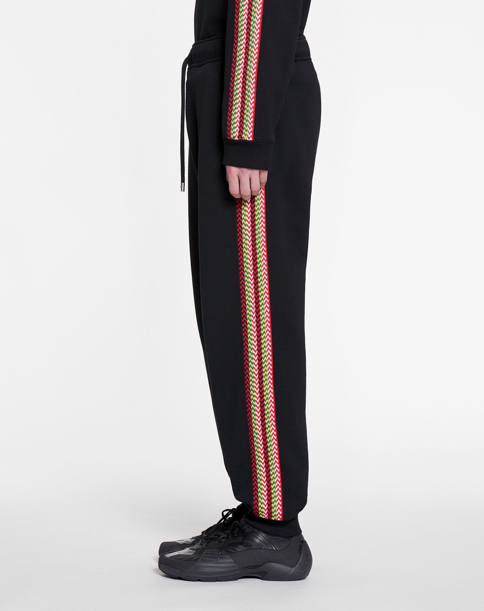 Lanvin Side Curb Cotton Track Pants In Black