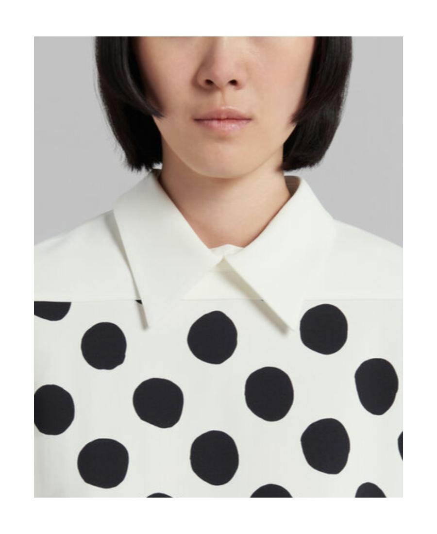 Marni Womens Iris Blue Polka Dot Curved-hem Stretch-woven Mini Dress In White