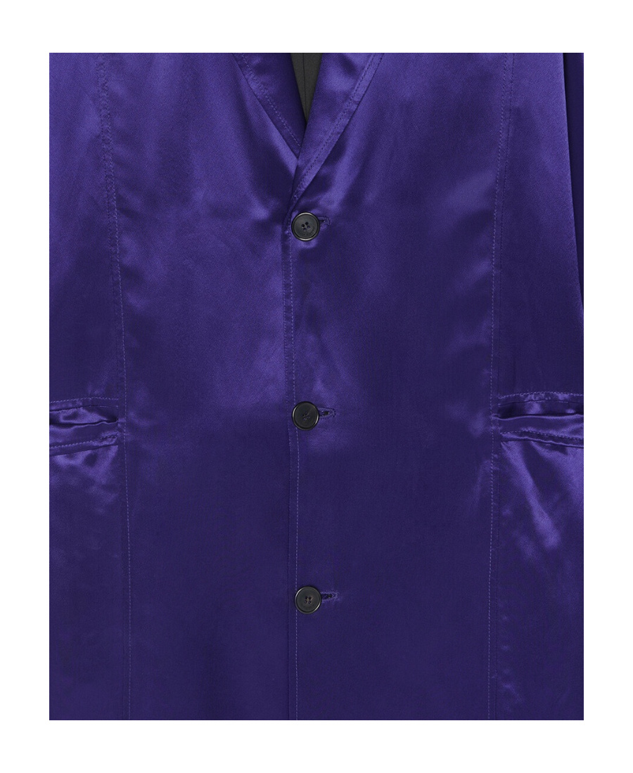 Saint Laurent Satin-finish Single-breasted Coat In Blue