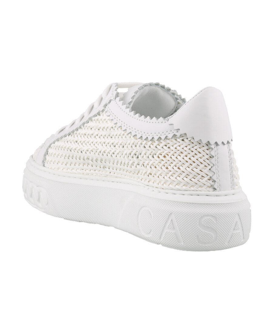 Casadei White Platform Sneakers Interwoven Design In Polyurethane Woman In White