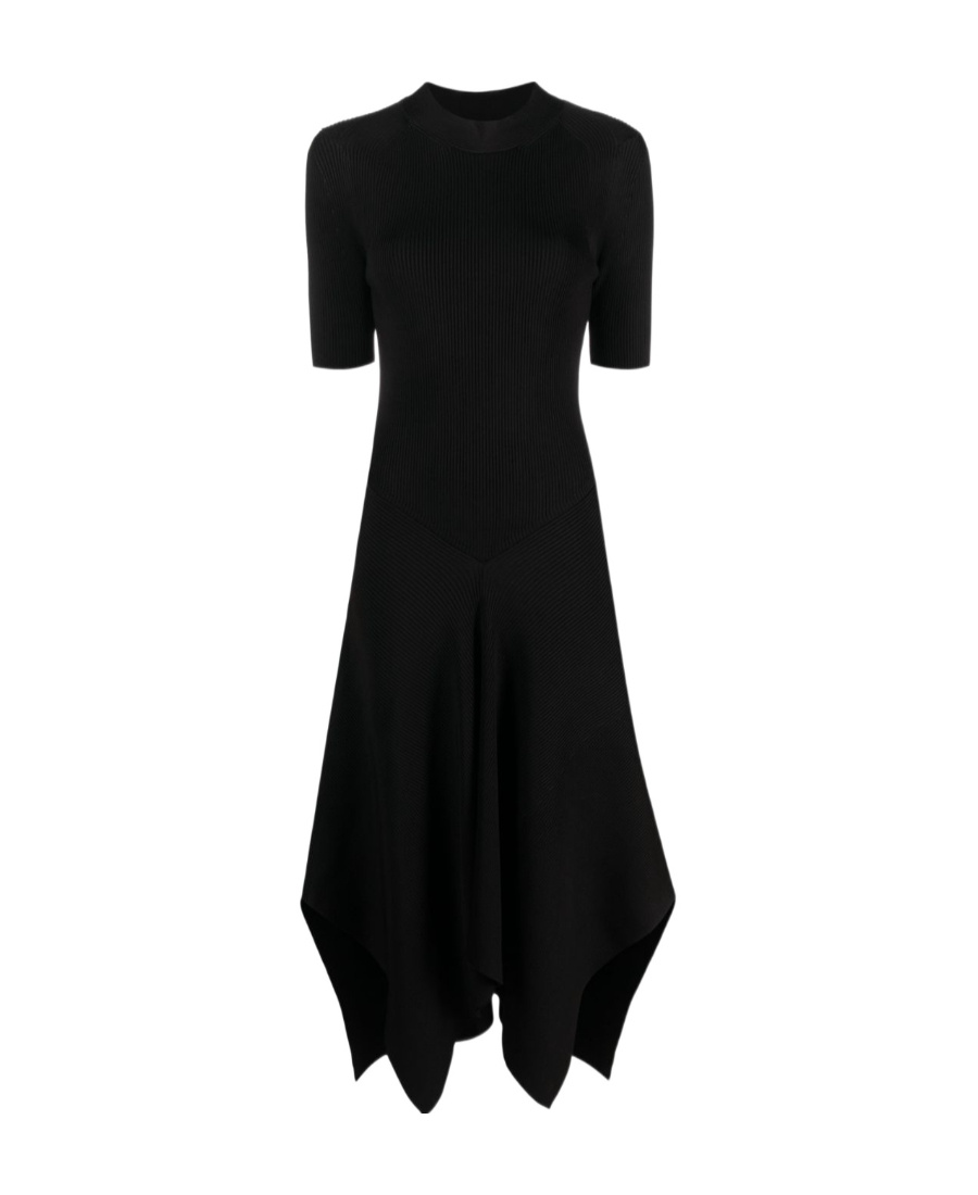 Stella Mccartney Black Short-sleeved Midi Dress In Black