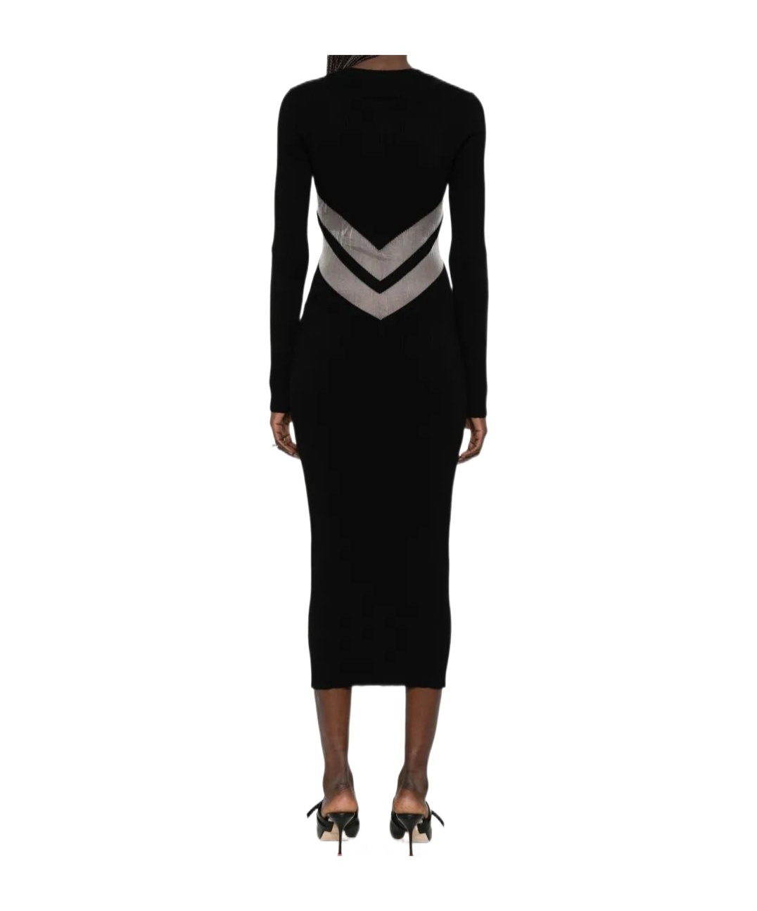 Jean Paul Gaultier Semi-sheer Panels Midi Dress In Black