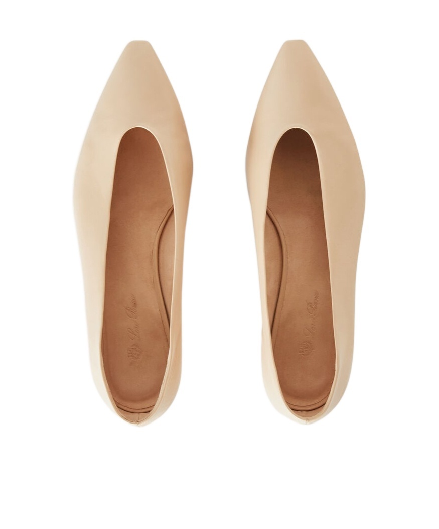 Loro Piana Rebecca Calfskin Ballerina Flats In Nude