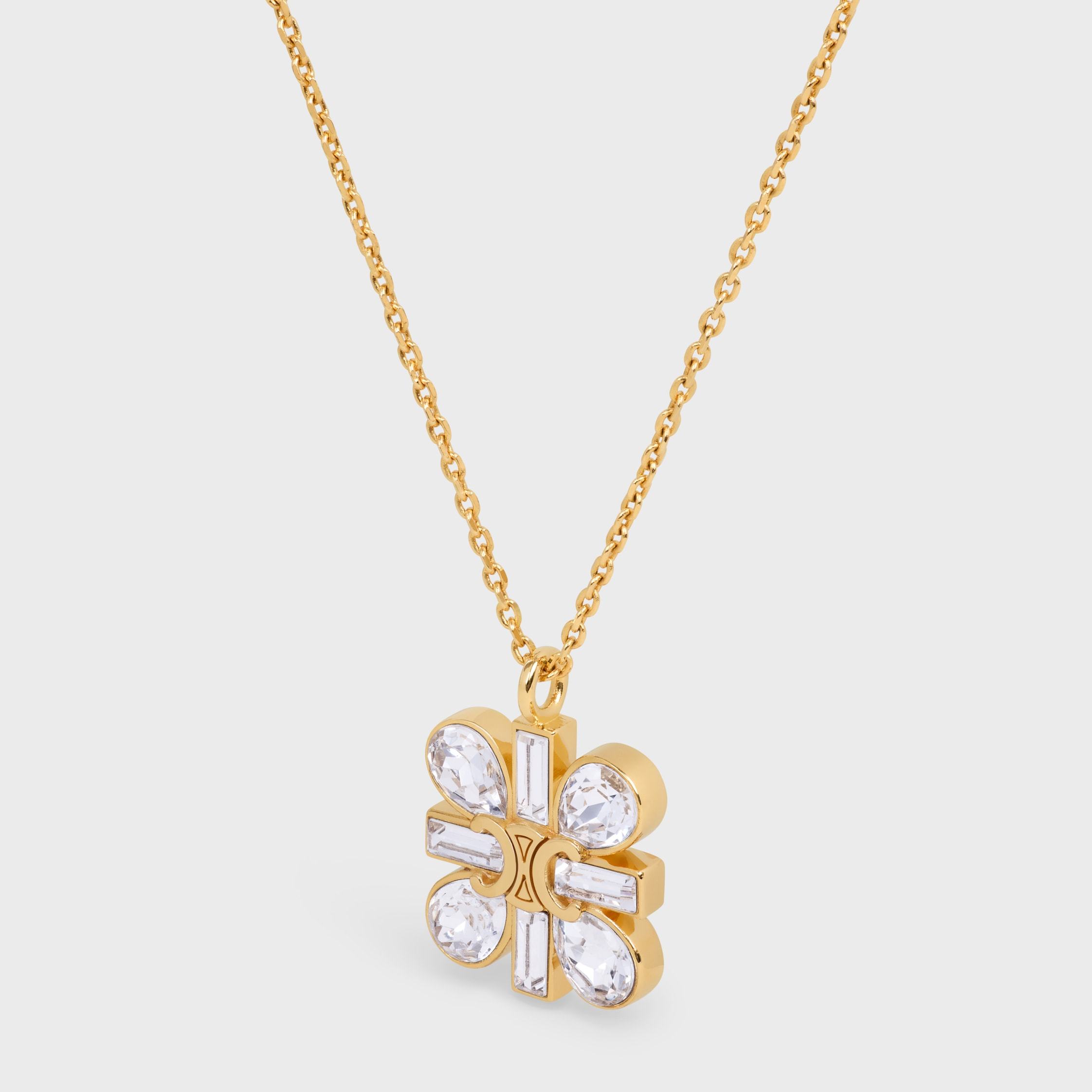 Celine Daisy Necklace In Strass And Brass With Gold Finish In Gold