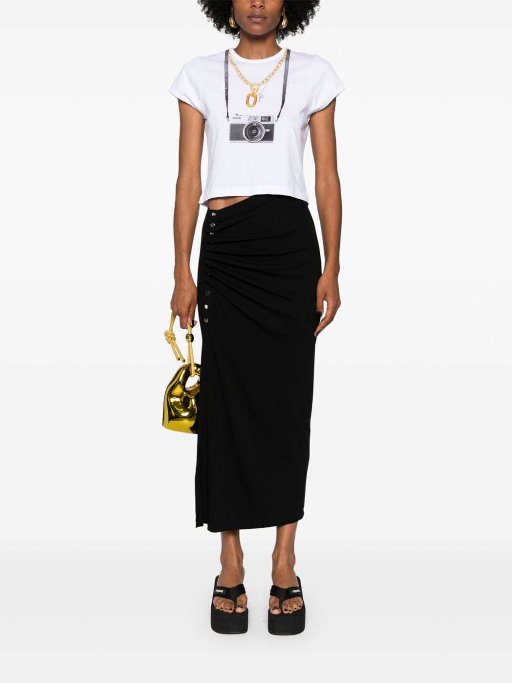 Rabanne Elastic Skirt With Side Slit In Black