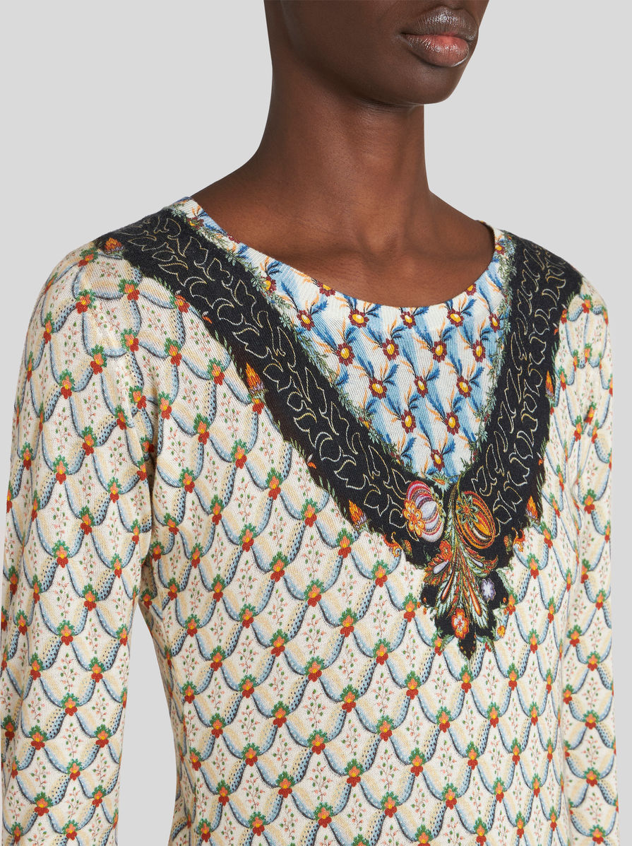 Etro Floral-print Knitted Top In Multicolor