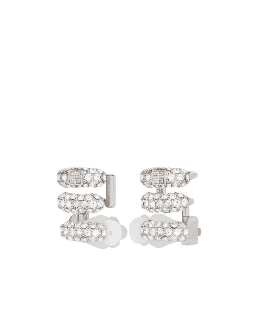 Givenchy Stitch Clip Earrings In Metal With Crystals