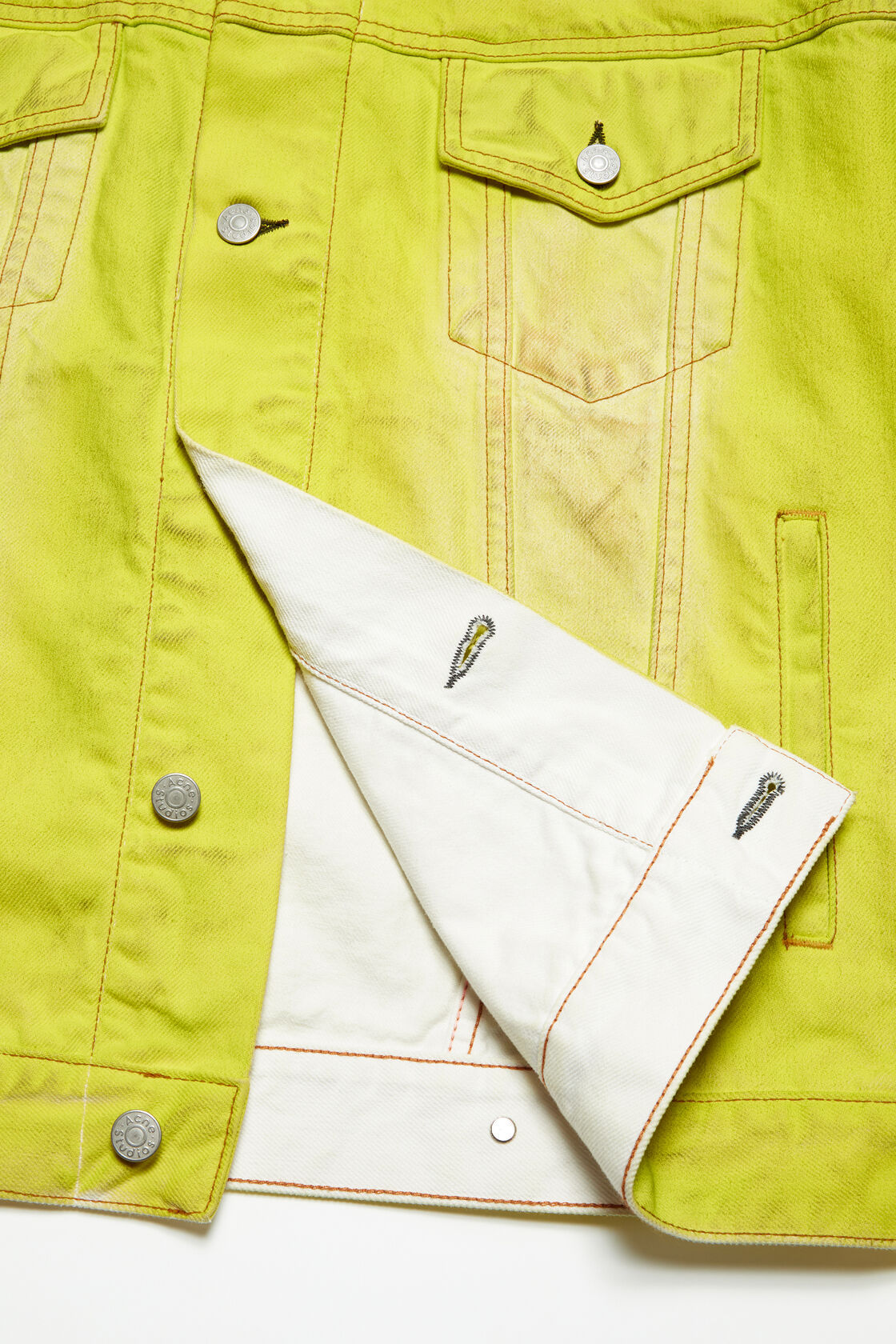 Acne Studios Distressed Denim Jacket In Yellow