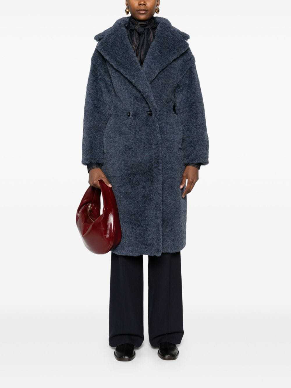 Max Mara Lapel Long-sleeved Coat In Blue