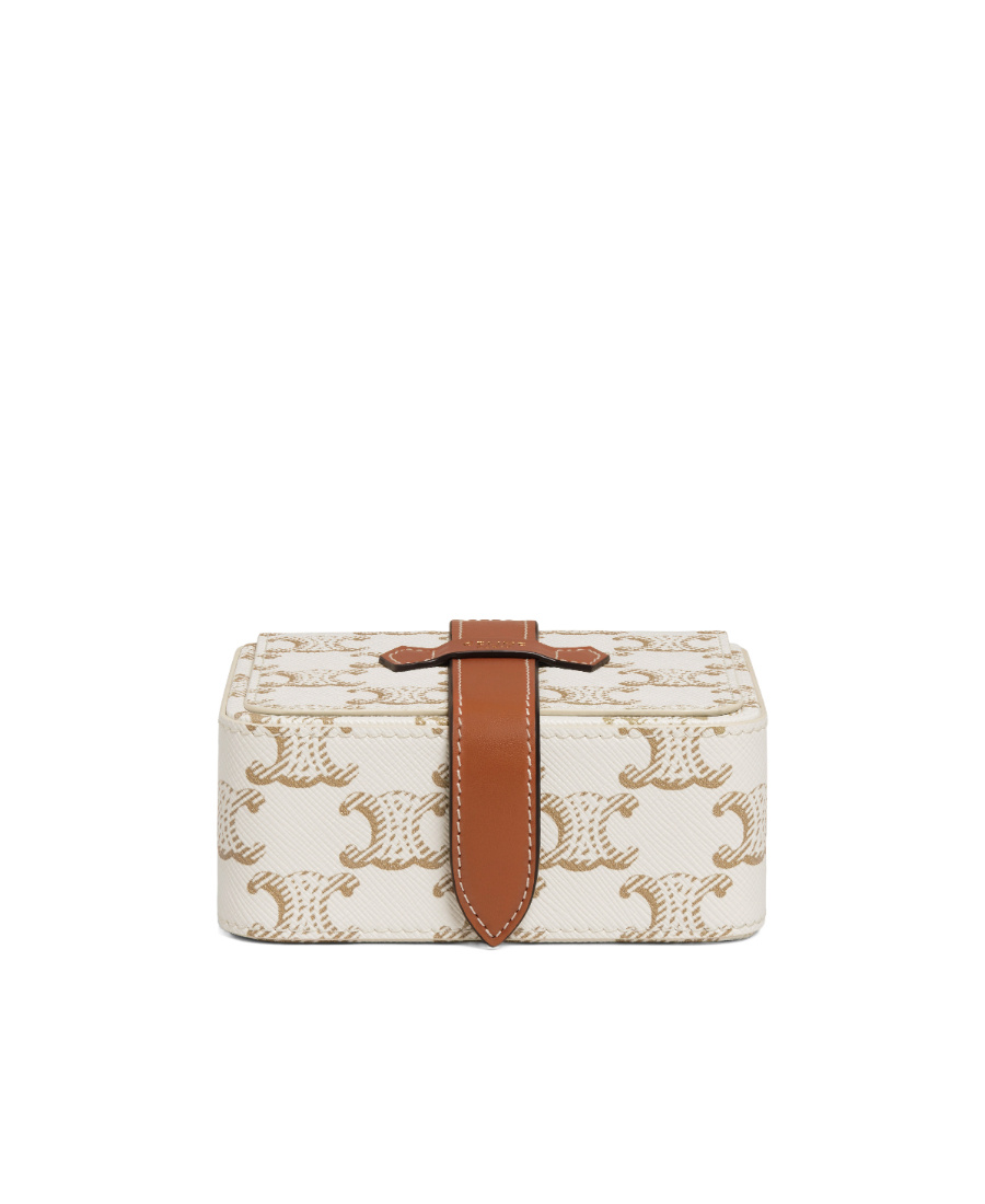 CELINE SMALL JEWELS CASE IN TRIOMPHE CANVAS AND CALFSKIN