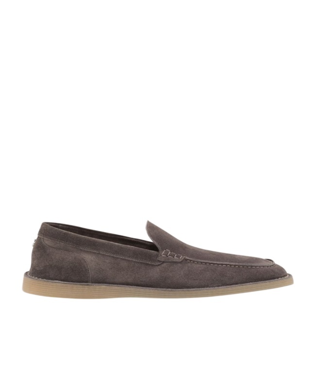 Dolce & Gabbana Logo Suede Loafers In Black