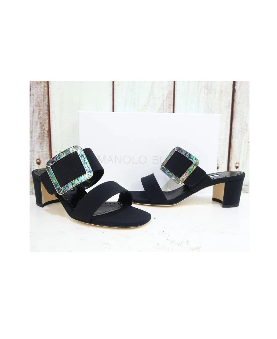 Shop Manolo Blahnik Logo High-heeled Sandals In Black