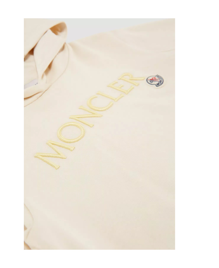 Moncler Embroidered-logo Cotton Hoodie In Nude