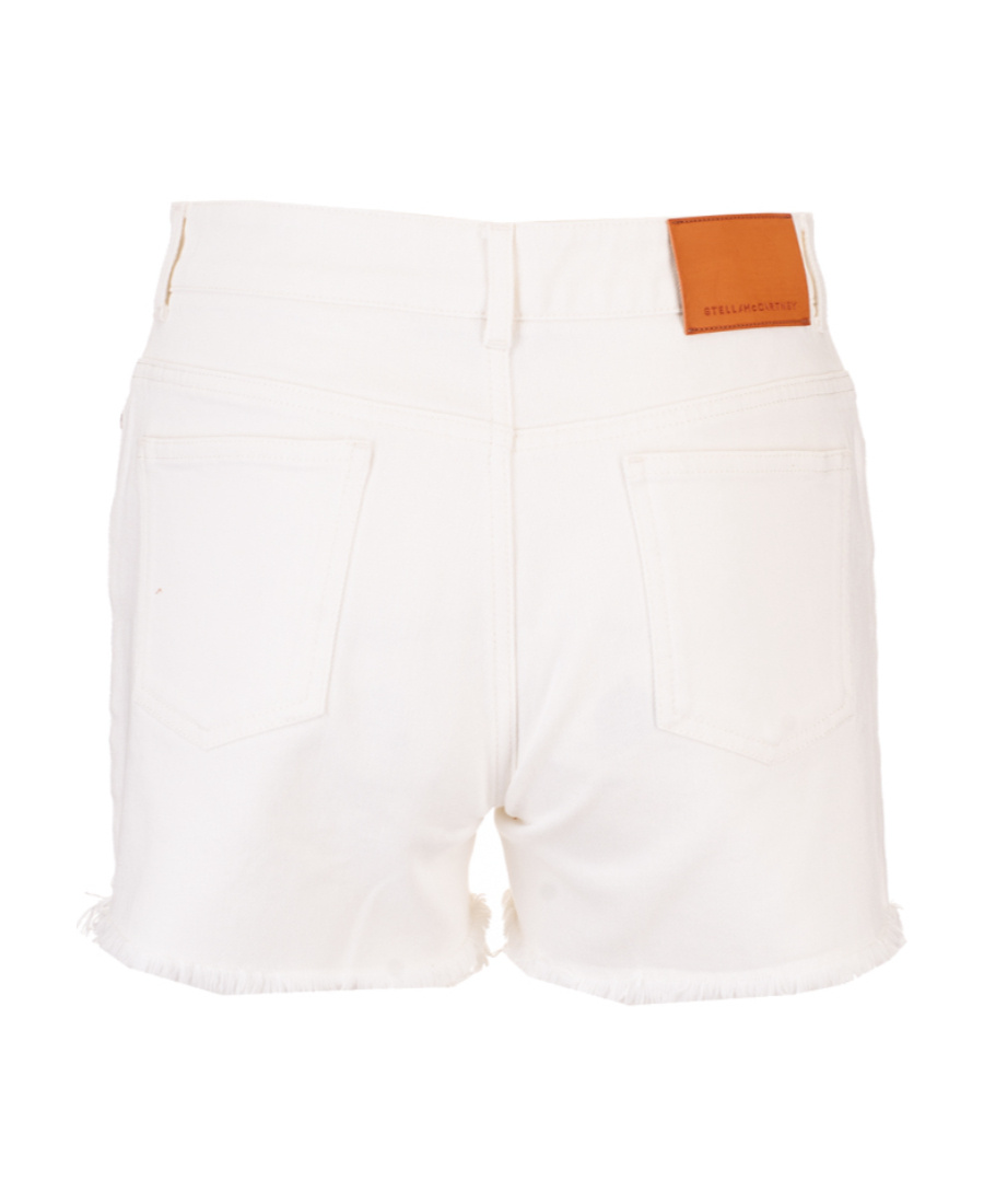 Stella Mccartney Frayed Hem Denim Shorts In White