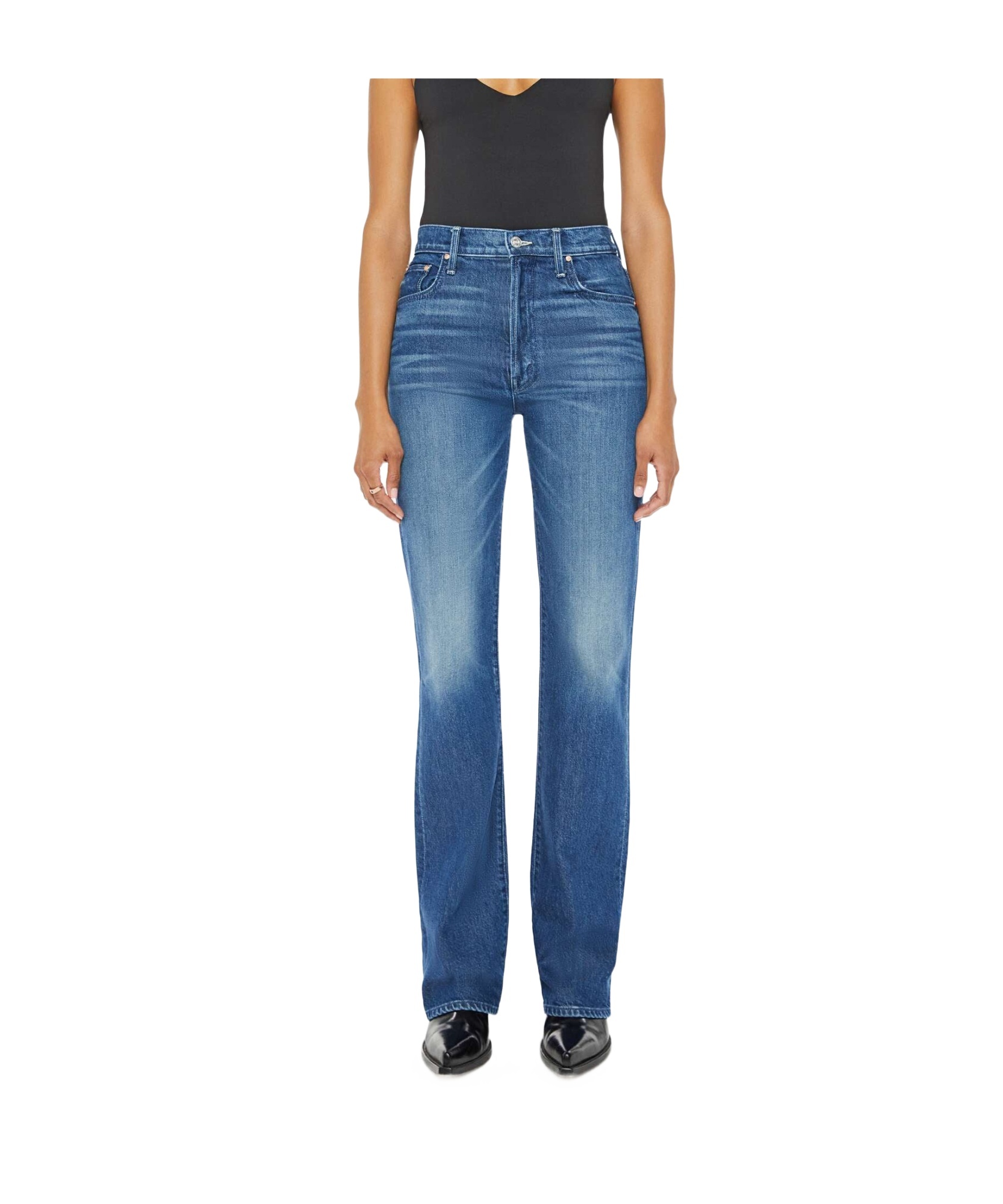 Mother The Rambler Zip Heel High Rise Jeans In Which Is Witch In Blue