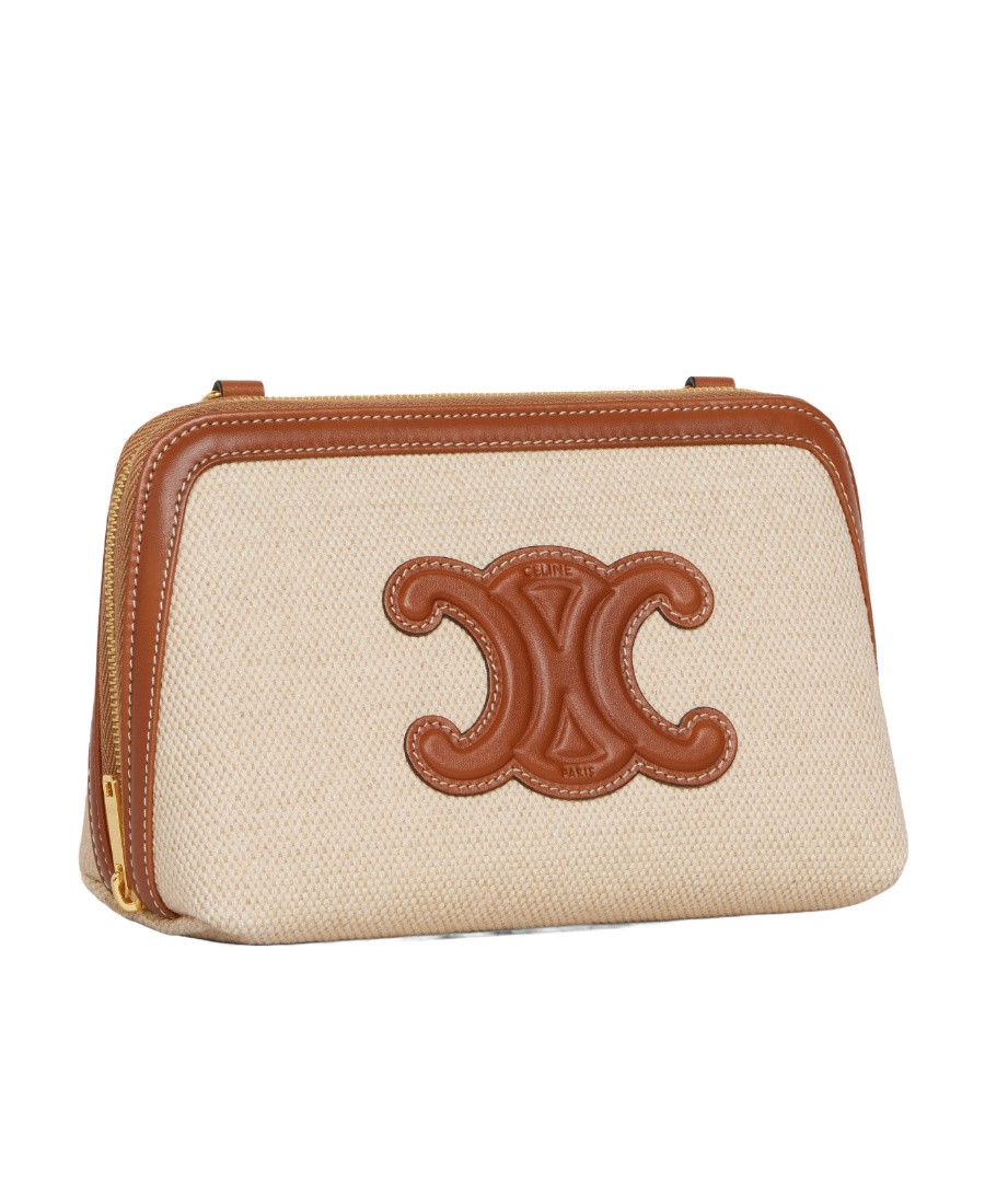 Celine Chain Cuir Triomphe Handbag In Natural/tan
