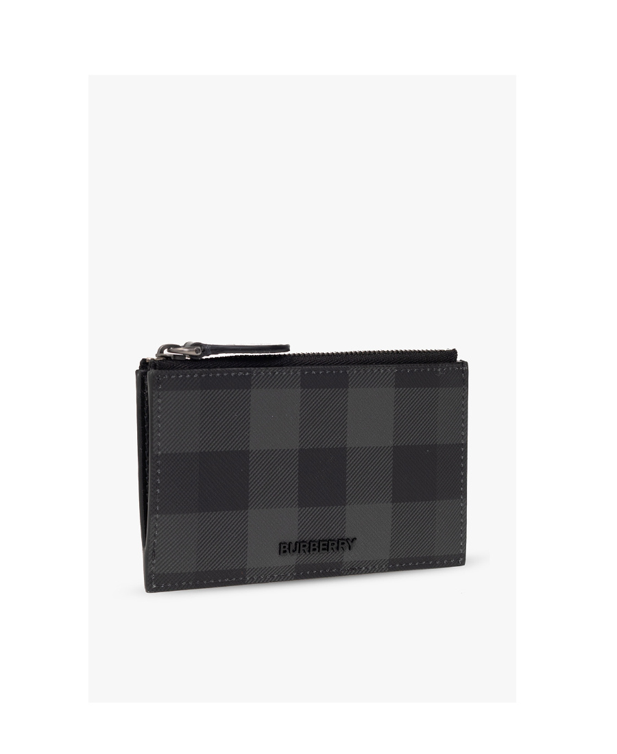 Burberry Logo-plaque Check-pattern Wallet In Black