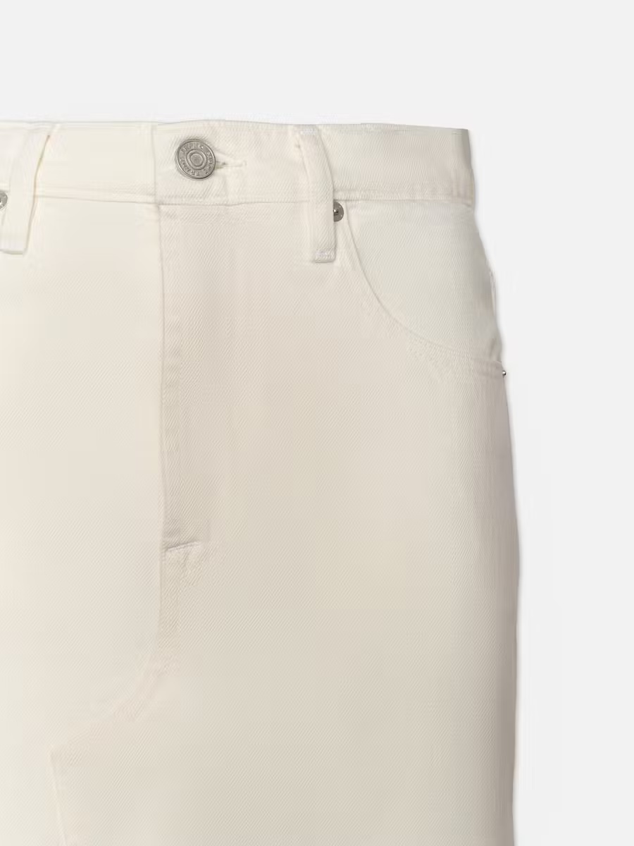 Frame The Midaxi Skirt Angled Seam Raw After Ecru Denim In White