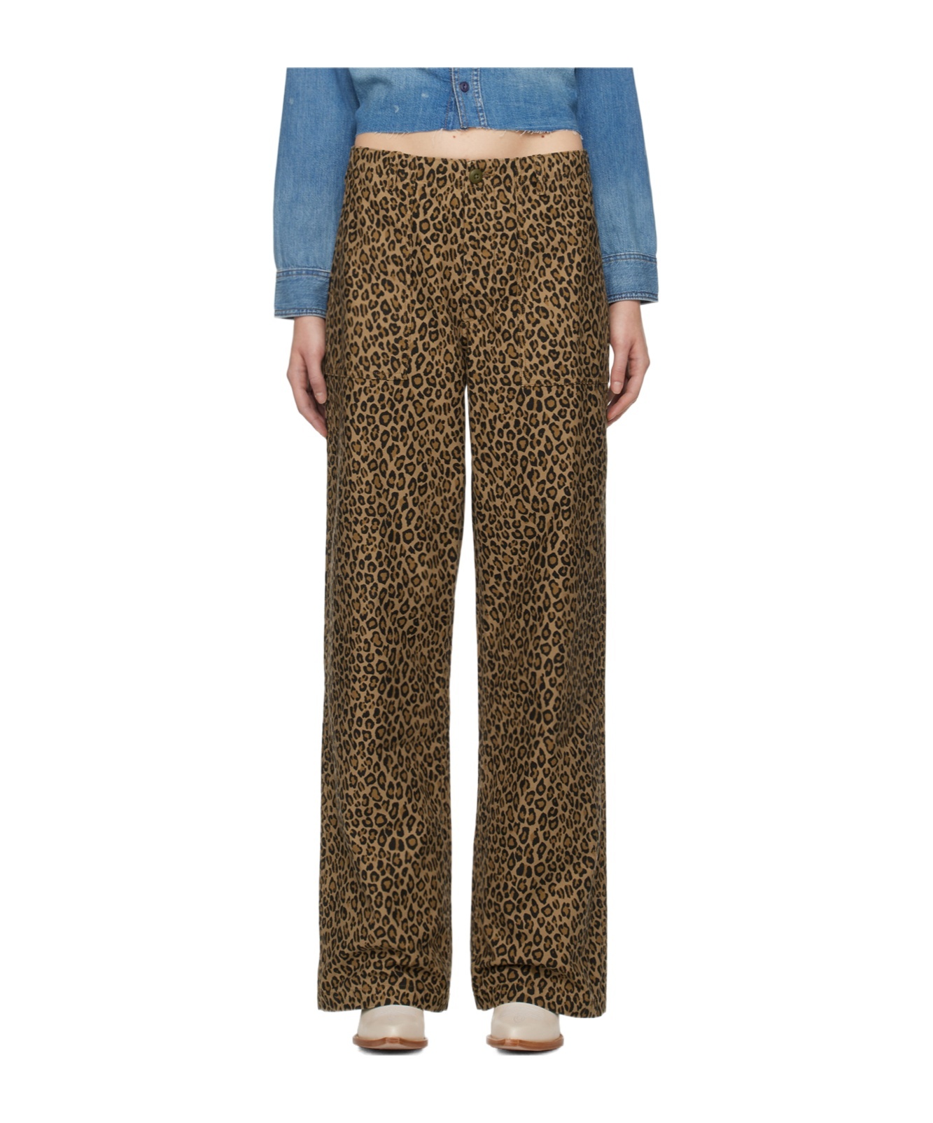 R13 Wide-leg Leopard-print Trousers In Brown