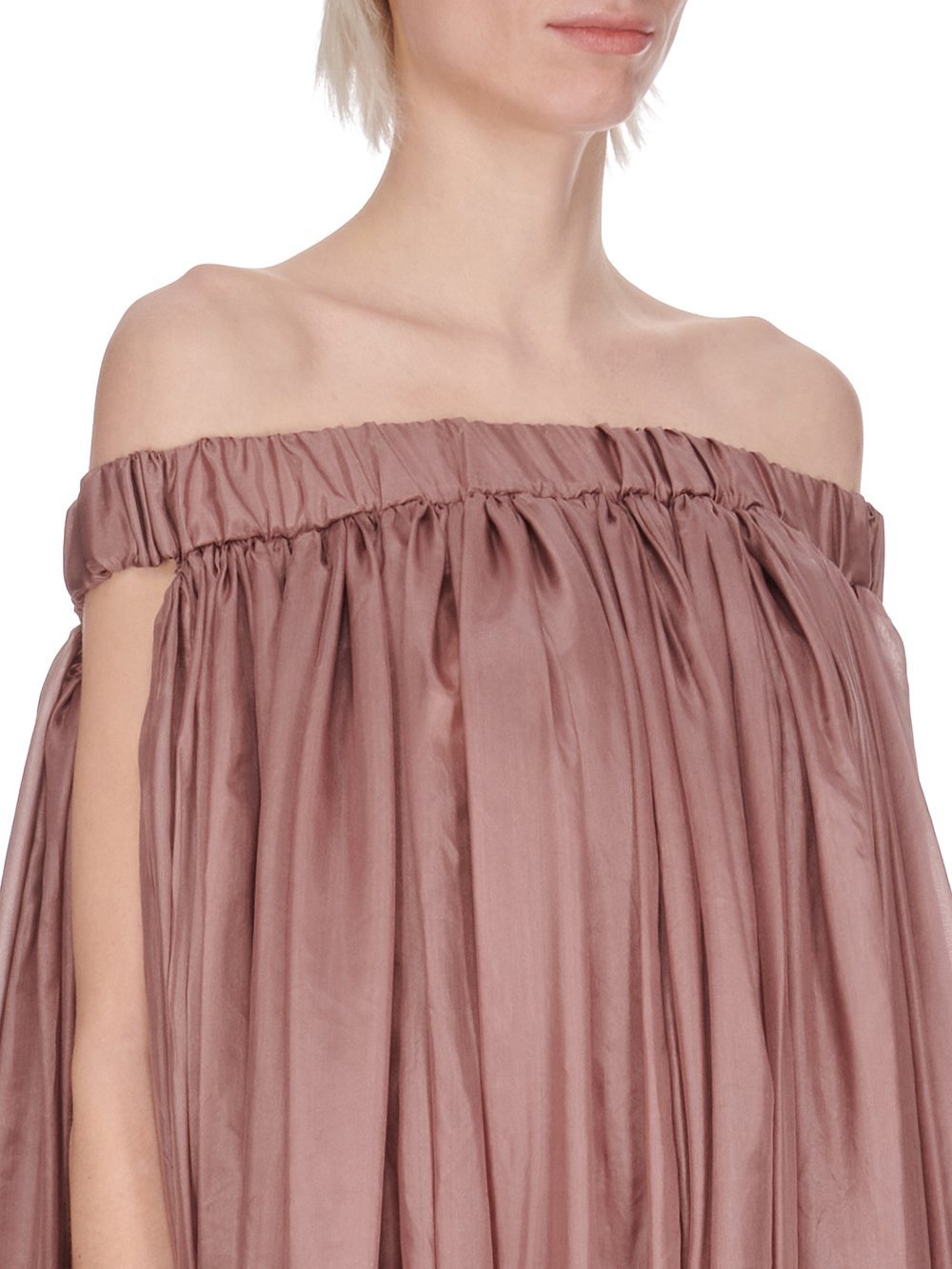 Rick Owens Floor-length Silk Dress With Elasticized Bodice In Brown
