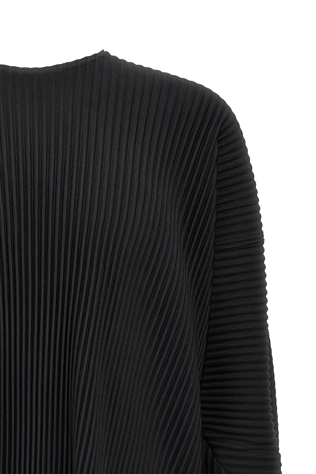 Issey Miyake Pleated Relaxed-fit Boat-neck Woven Top In Black