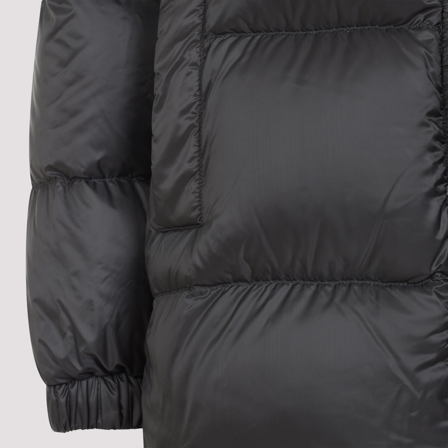 Max Mara Puffy Grey Down Jacket With Adjustable Hood In Black