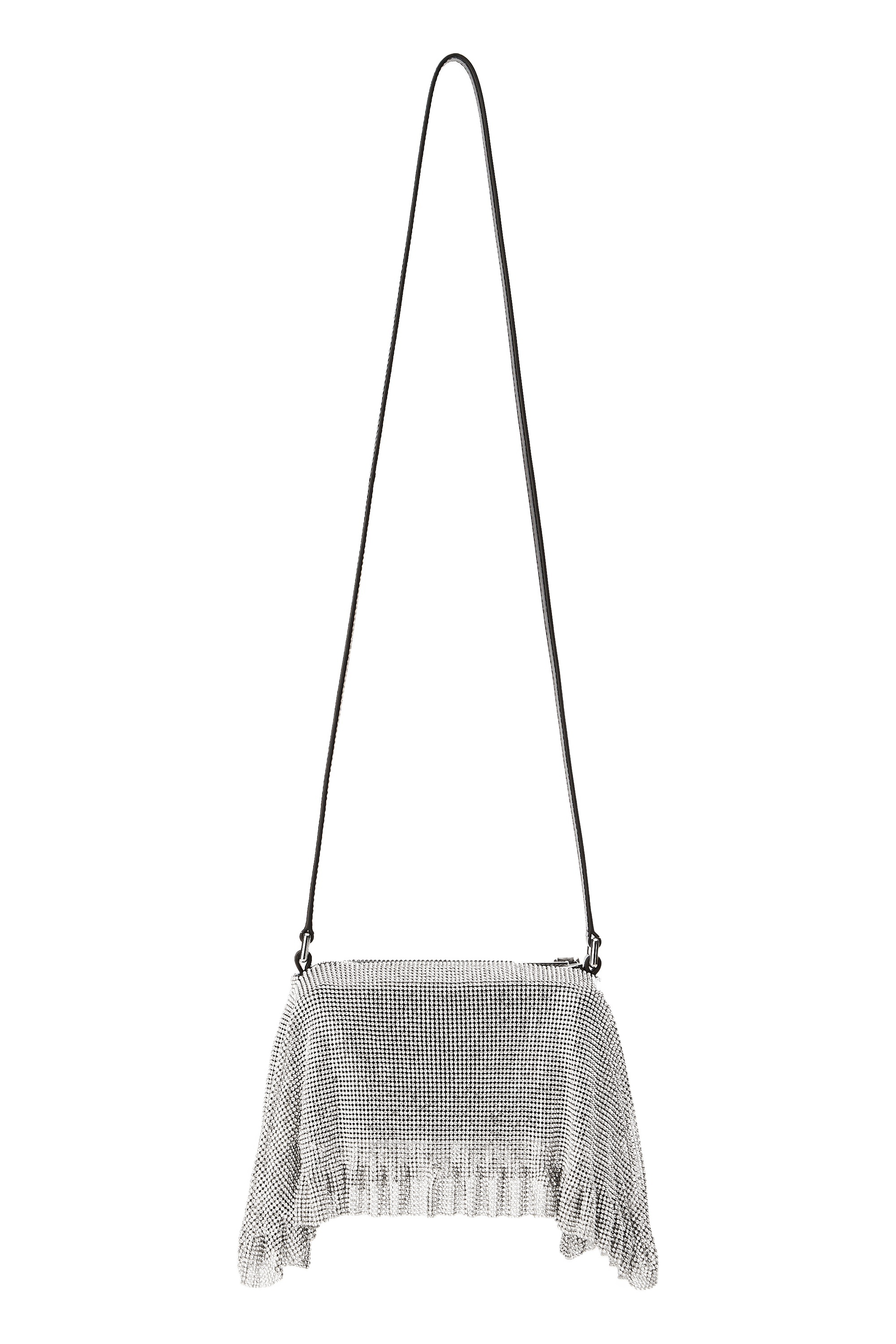 Alexander Wang Divina Crystal Mesh Pochette Top Handle Bag In Silver