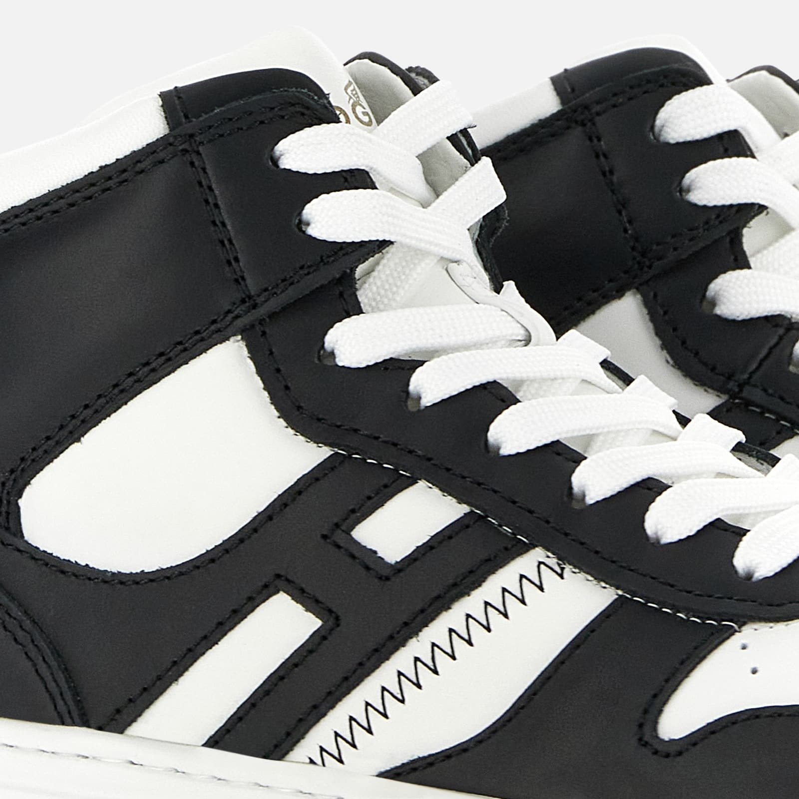 Hogan High-top Sneakers With Zigzag Stitch Detail In Black