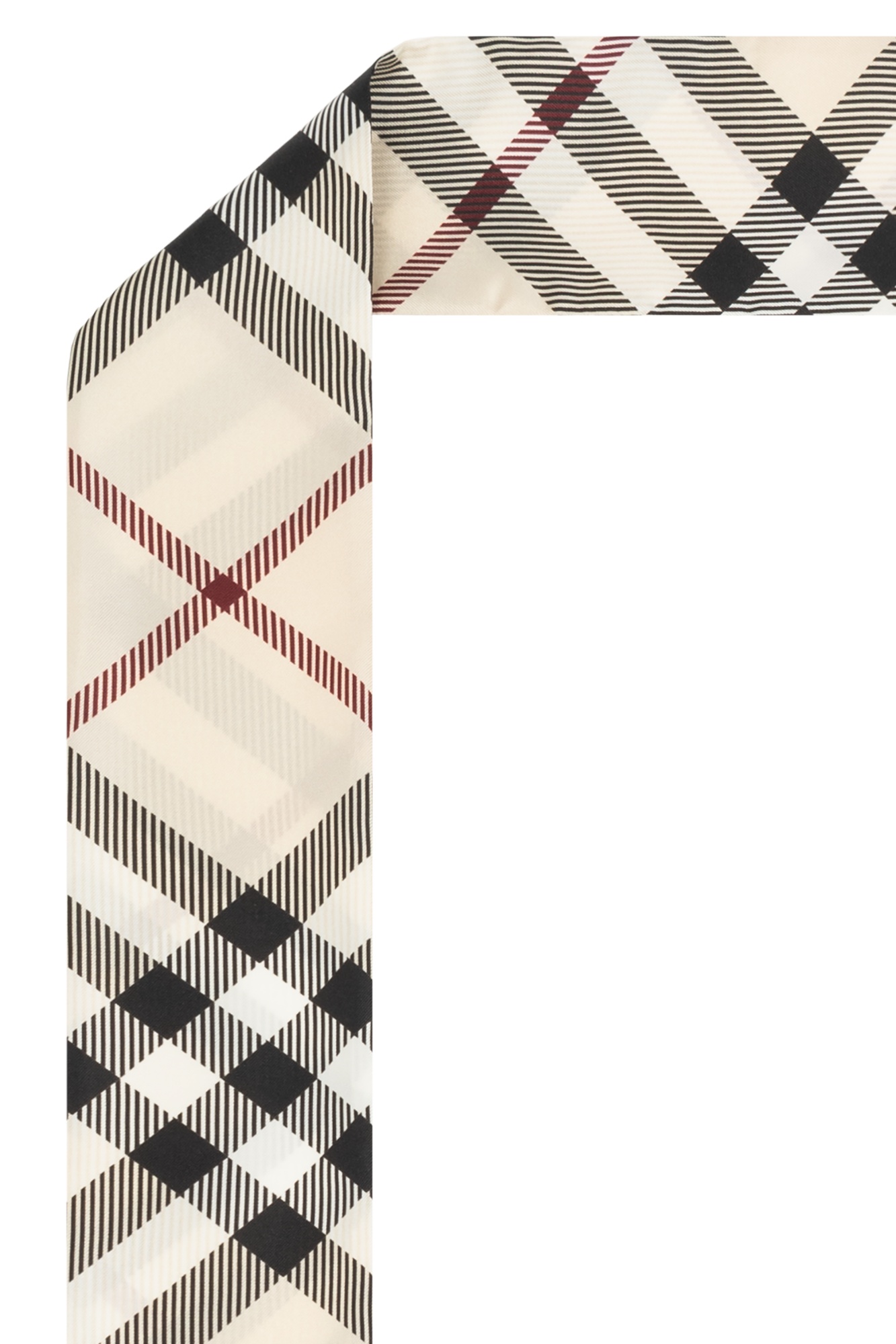 Burberry Skinny Check Silk Scarf In White