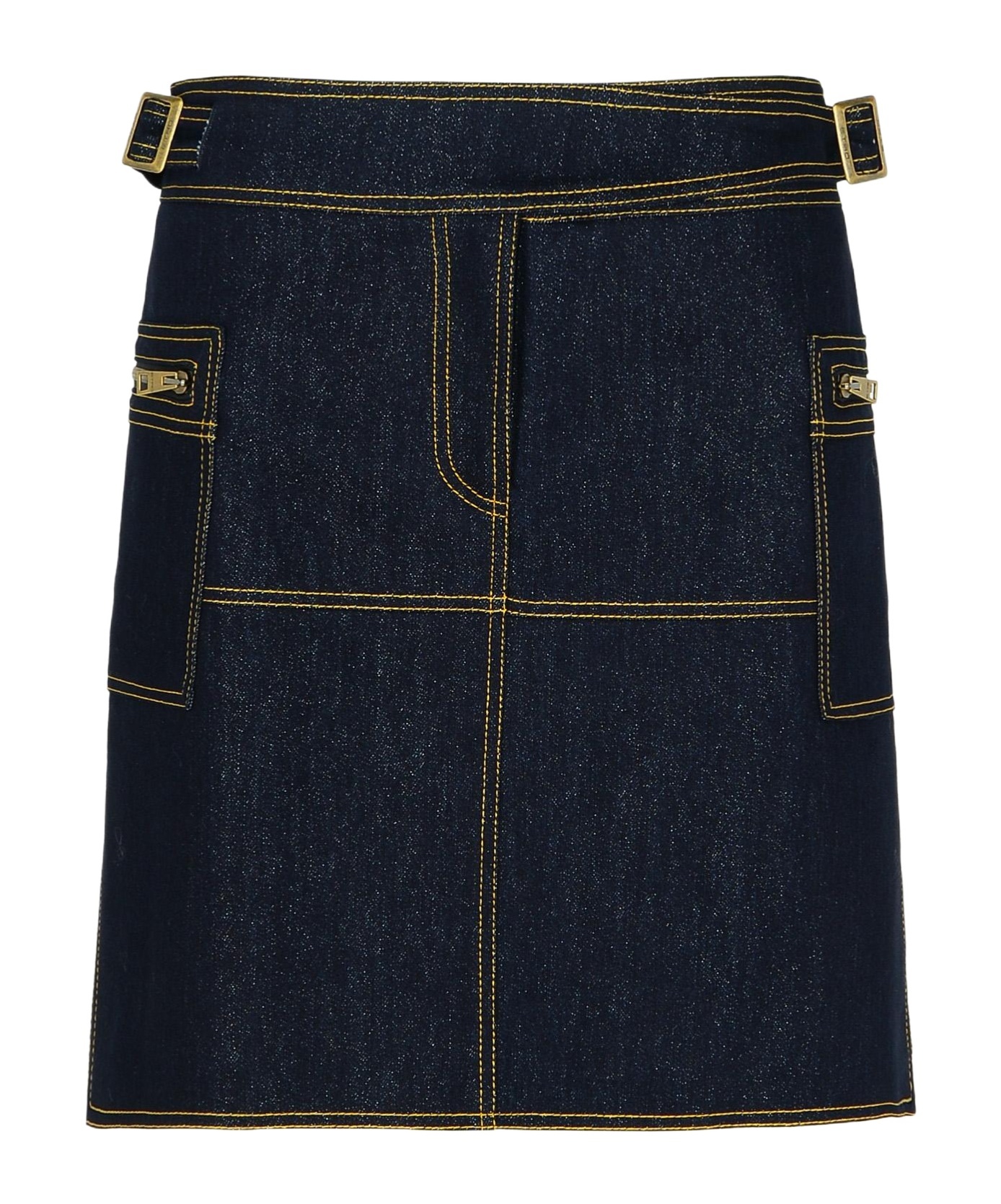 Shop Etro Contrast-stitched Denim Mini Skirt In Black