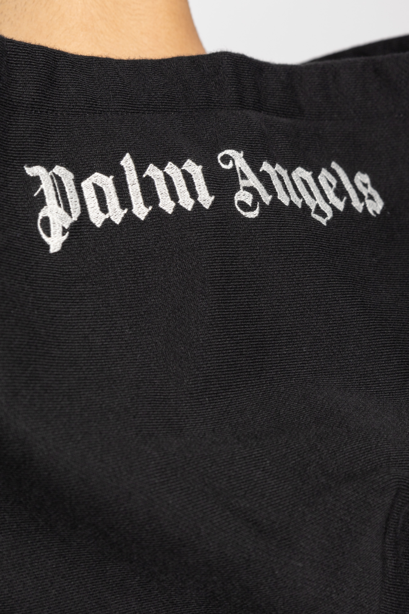 Palm Angels Brand-embroidery Kangaroo-pocket Relaxed-fit Cotton-jersey Hoody In Black