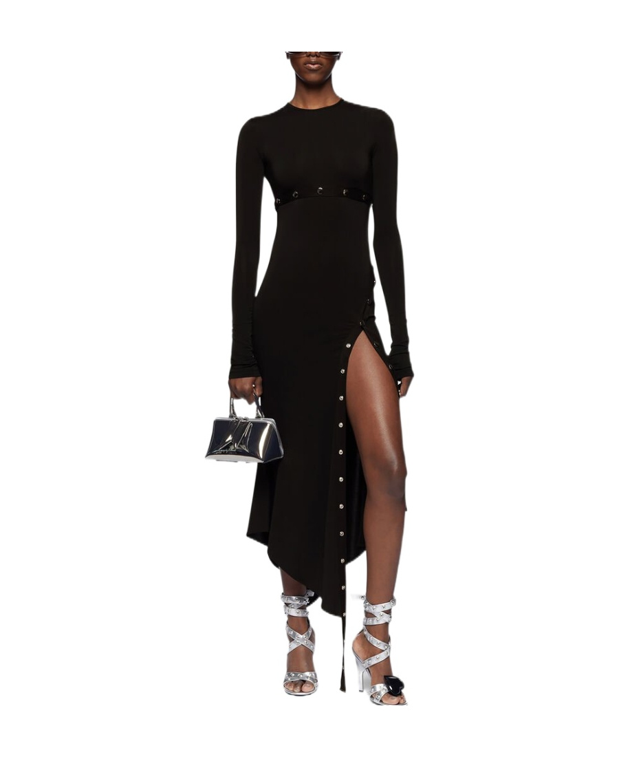 Shop Attico Detachable-panels Asymmetric Midi Dress In Black