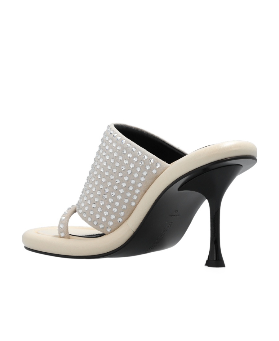 Jw Anderson Bumper-tube Crystal-embellished 90mm Mules In Nude