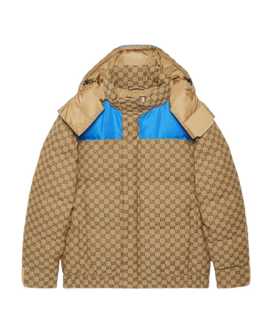 Gucci Geometric Patterned Padded Jacket In Nude