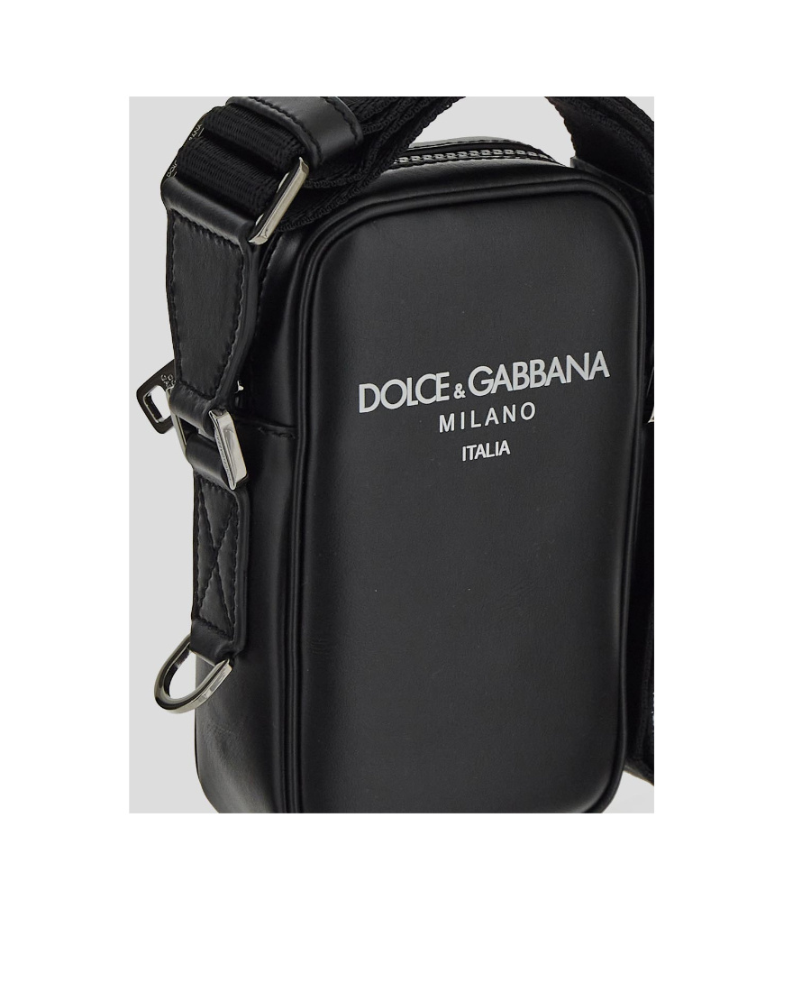 Dolce & Gabbana Logo-print Leather Shoulder Bag In Black