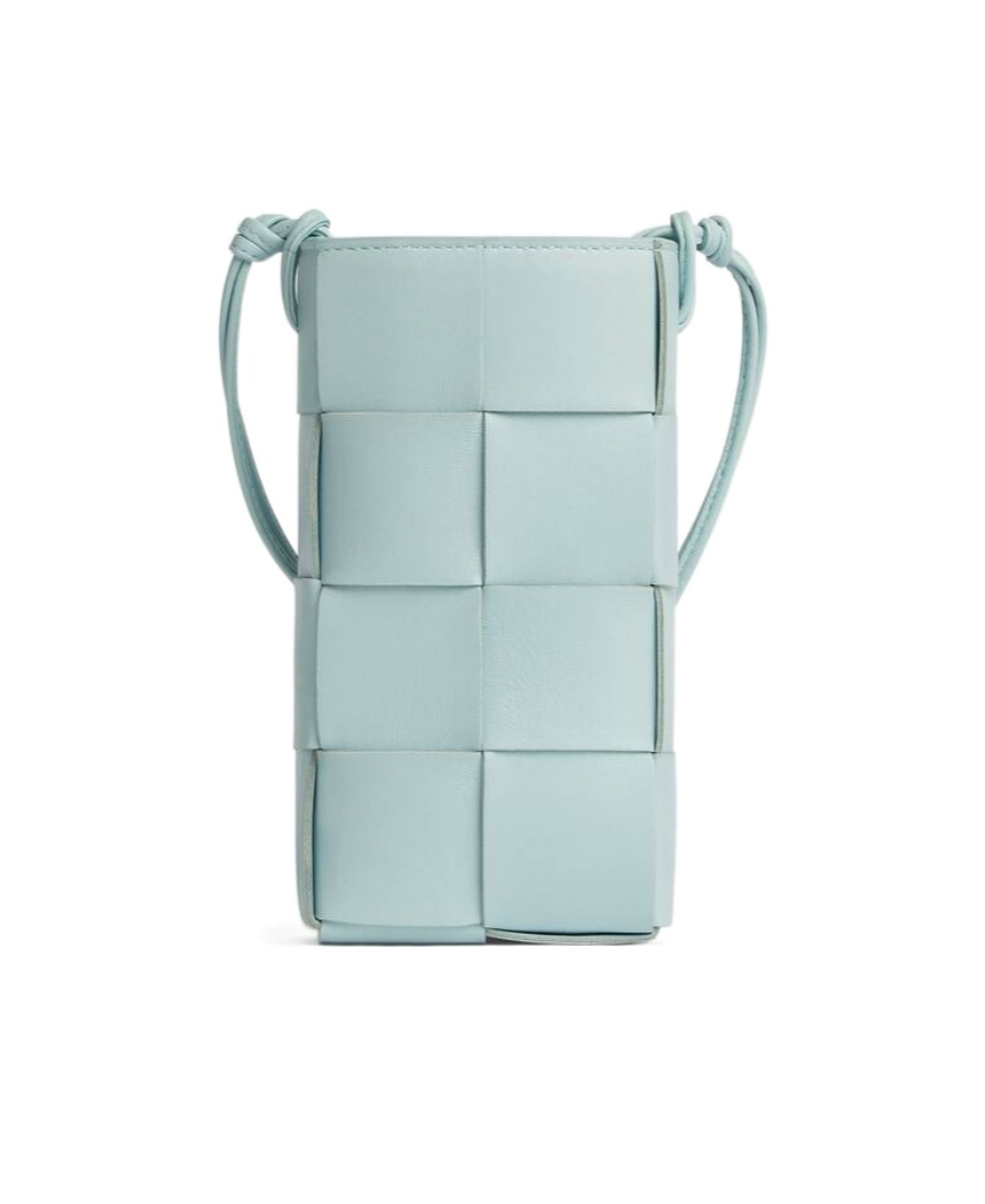 Bottega Veneta Weave A Detailed Mobile Phone Bag In Green
