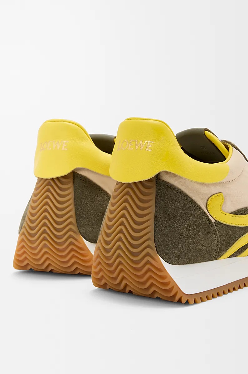 Loewe Flow Runner 2.0 Leather-trimmed Shell And Suede Sneakers In Green