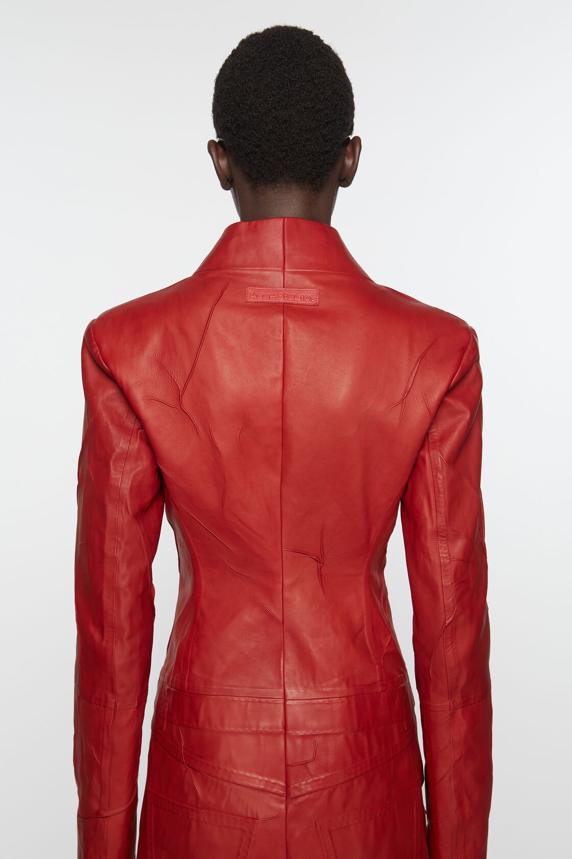 Acne Studios Embossed-detail Leather Coat In Red